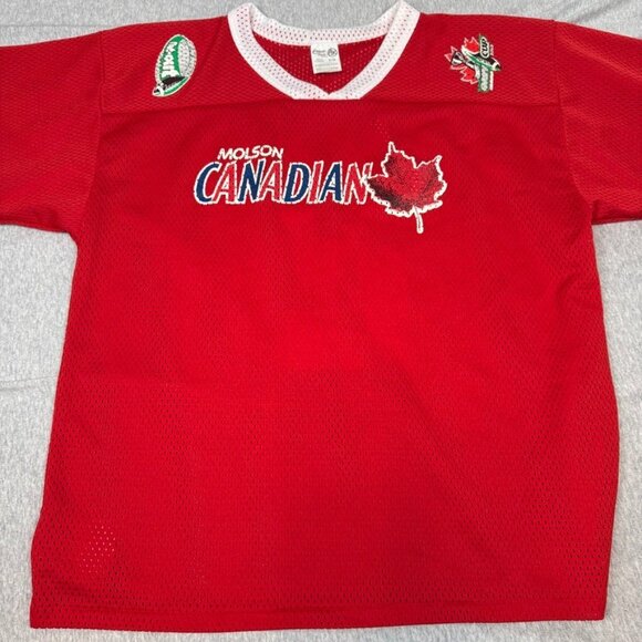 Vintage Molson Canadian Beer Athletic Knit Jersey Grey Cup 2003 Men's Size Large - Picture 8 of 11